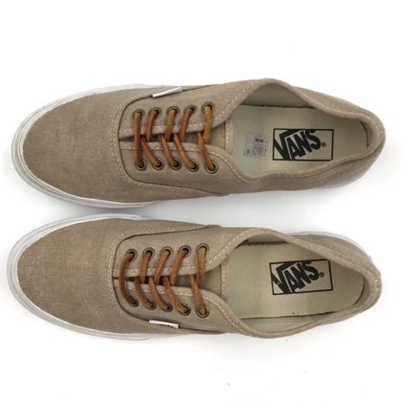 Vans Tan Canvas Classic Low Leather Laces Skate Shoes Size 10 - Picture 3 of 6